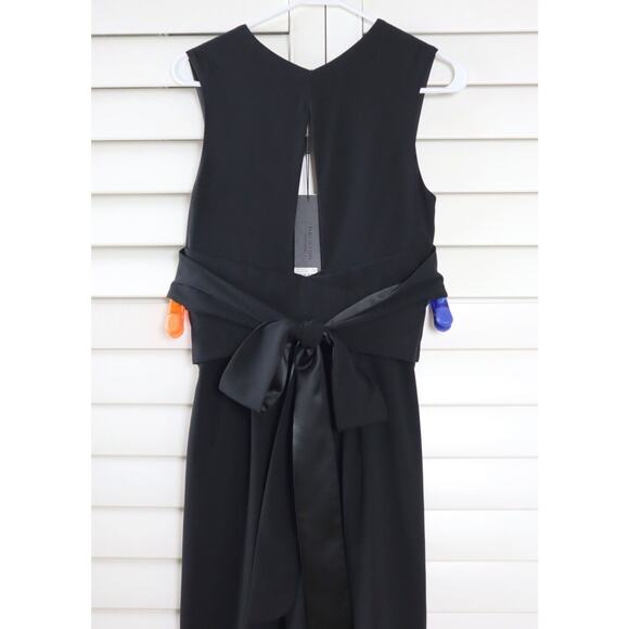 HALSTON HERITAGE NWT $445 Solid Black Open Back Tie Waist Jumpsuit Size 2 - Picture 5 of 6